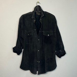 Heavy Italian Suede Western Pearl Snap Shirt Jacket